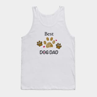 Brown paw print with hearts. Best dog dad text Tank Top